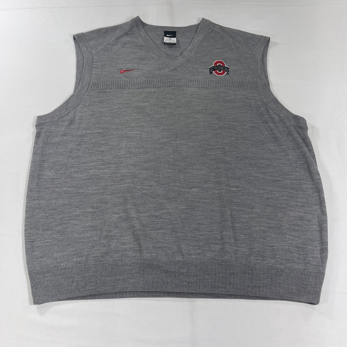 Nike XL Sweater Vest Ohio State Buckeyes Gray V-Neck Jim Tressel