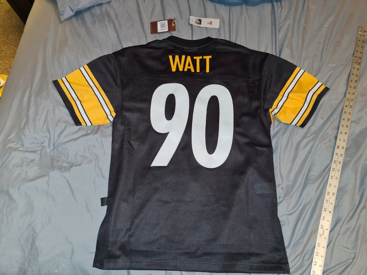 TJ WATT #90 PITTSBURGH STEELERS BIG FACE LOGO M&N FOOTBALL JERSEY