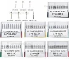 10Pcs Dental Pointed Football Taper Coarse Grit Diamond Burs FG Bur 7 Types