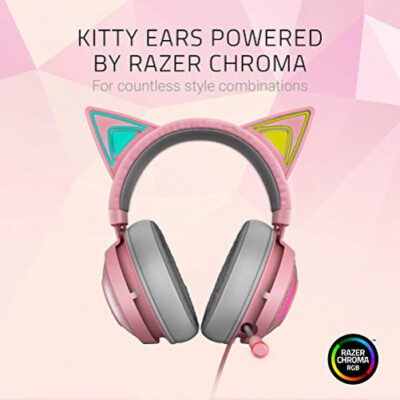 Razer Kraken Kitty Gaming Headset Virtual 7.1 Surround-Sound USB RGB PC Quartz