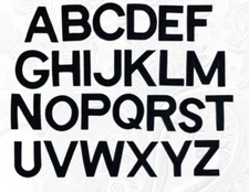 Black Letters Alphabet A - Z Sew Iron on Motif Patch Applique 3 inch Jacket hat