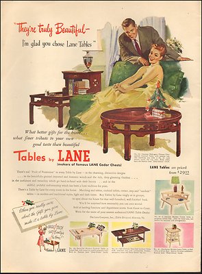 1951 Vintage Ad Tables By Lane Lane Cedar Chests Art Retro