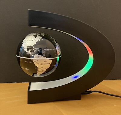 Magnetic Levitation Floating Globe World Map with Colorful LED - C Shape 
