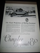 1926 Ad CRYSLER IMPERIAL 80 Advertising Magazine print Motor Car ADVERTISEMENT