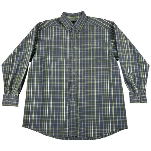 Ariat Plaid Long Sleeve Button Down Western Shirt Men’s Size XL Gray Green - Picture 1 of 11