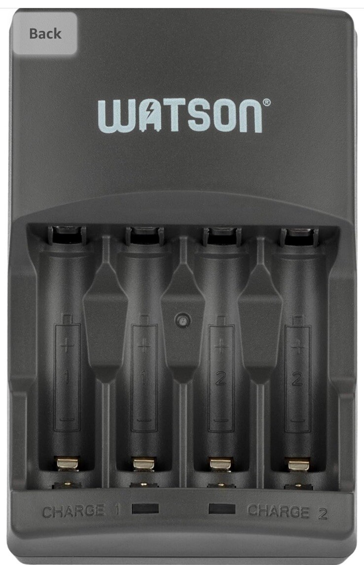 Watson 4Hour Rapid Charger AA and AAA NiMH and NiCd Rechargeable+4 Batteries