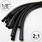 1/8" ID Black Heat Shrink Tube 2:1 ratio polyolefin (25 ft) inch/feet/to 3mm