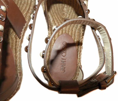 靴 Denise Shoes ver.CAHLUMN Jimmy Choo DENISE Cognac Espadrille Sandals Pearls Shoes