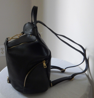 NWT UNICA Genuine Pebble Leather Zipper Closure BLACK  display picture 1