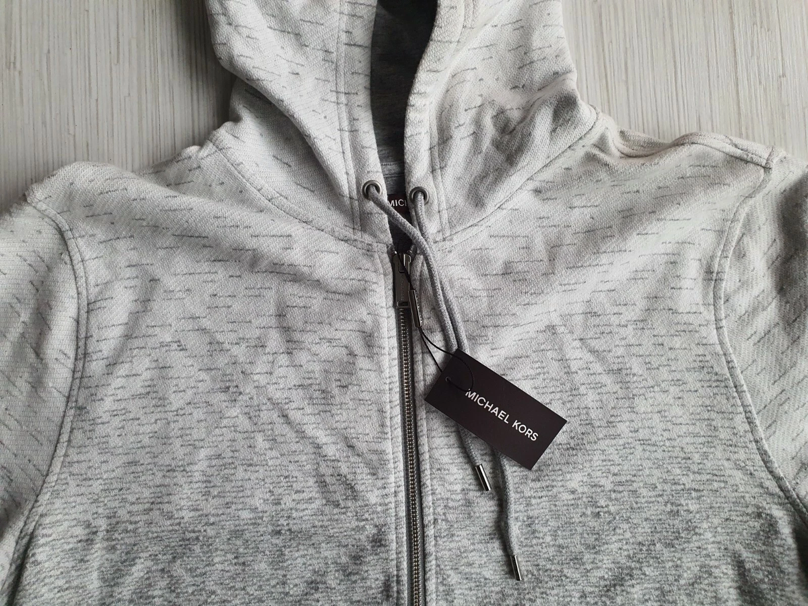 FELPA CON CAPPUCCIO NUOVA CON ETICHETTE MICHAEL KORS GRIGIO COTONE XL PREZZO AL PUBBLICO £ 155 SPEDIZIONE GRATUITA