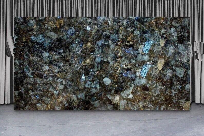 Labradorite Slab Dining Table with Unique Rectangular Countertop for Kitchen Decor