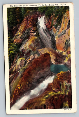 The Cascade Lake Dunmore Vermont In Green Mountains 1948 Vintage Postcard