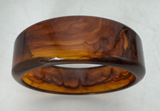 Vintage Root Beer Swirl Bakelite Wide Bangle Tortoise Brown Bracelet