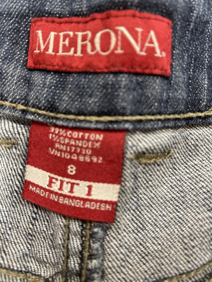 Pantalones Cortos Mujer Denim Prefaded Merona Fit 1 Frente Plano Talla 8 Usados en Excelente Condición Foto 2 de 4
