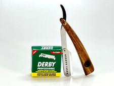 Navajas De Afeitar De Barbero Profesional Acero Inoxidable Estuche De Cuero 100W