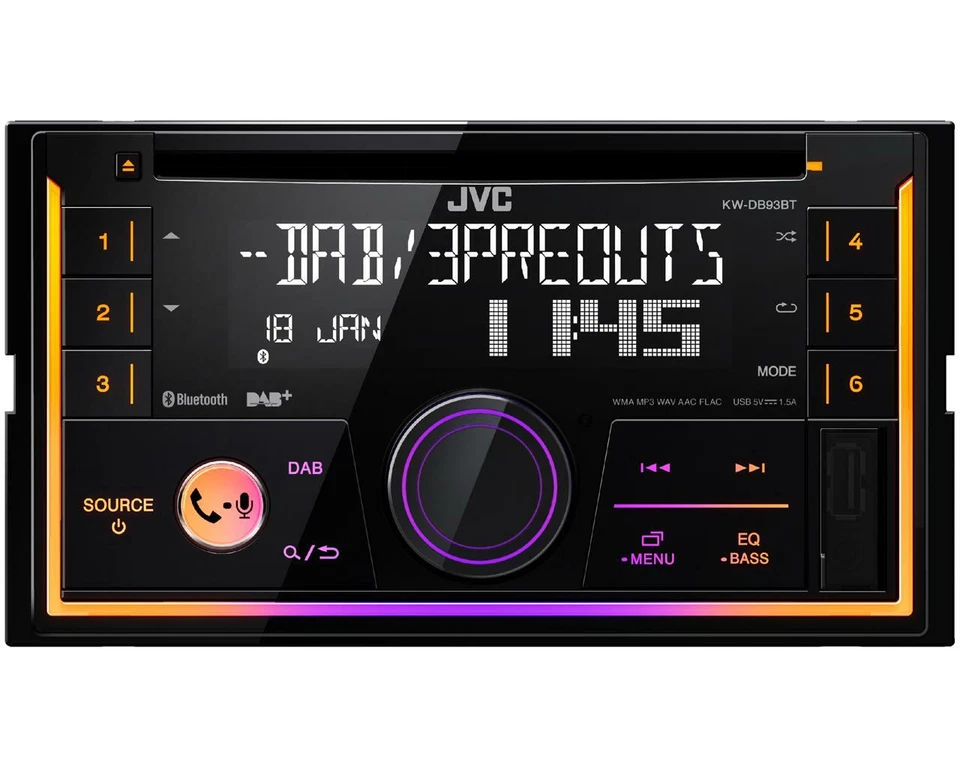 JVC KW-DB93BT Doppel 2-DIN Autoradio DAB+ CD USB AUX Bluetooth Radio Car Tuner - Bild 3 von 4