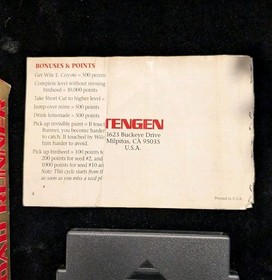 1989 NES Road Runner By Tengen W/ Box & Manual Nintendo Tested