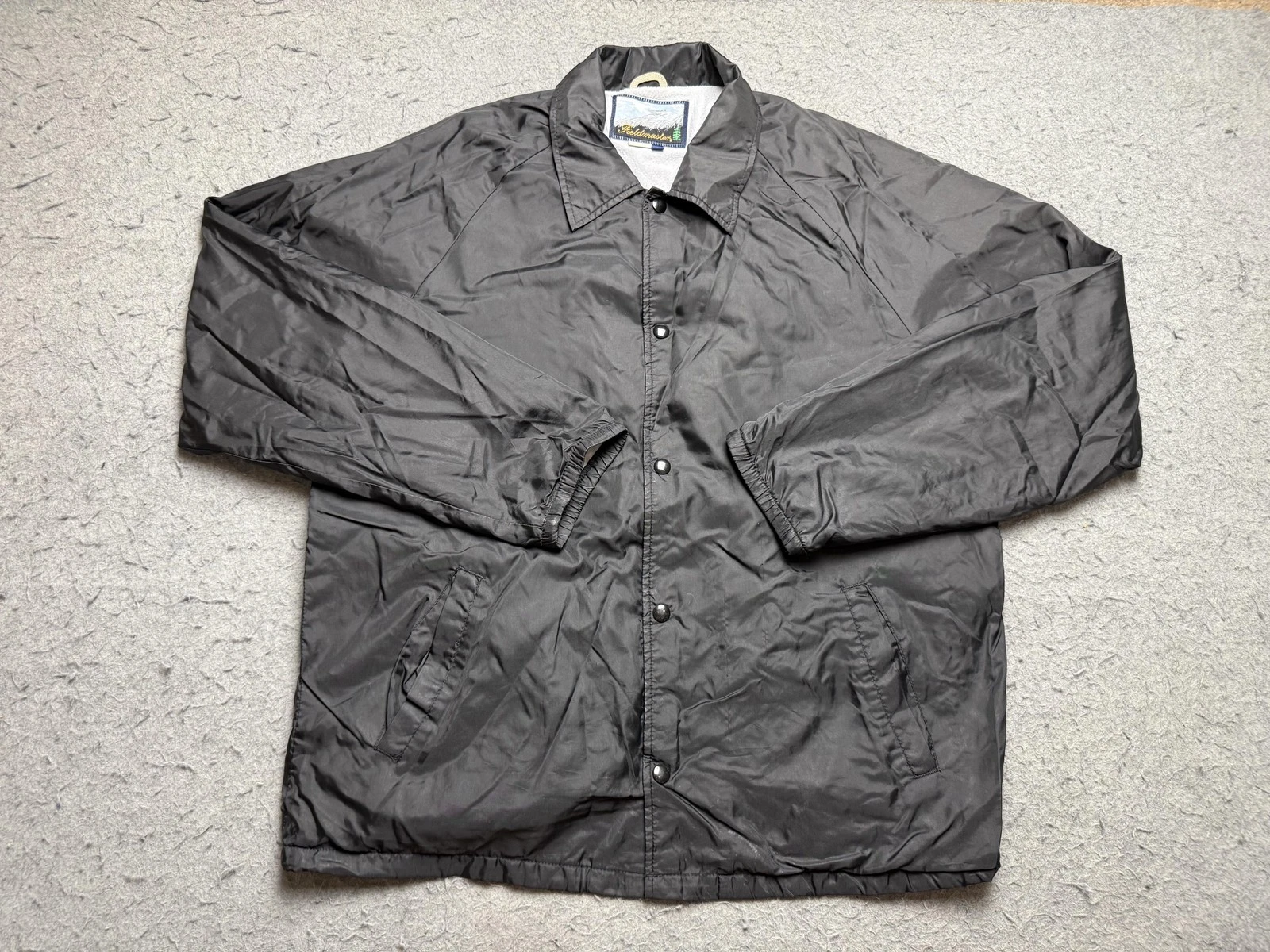 Vintage Fieldmaster Windbreaker Jacket Mens Large Gray Nylon Fleece Lined Coach