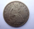 1845-P SEATED LIBERTY HALF DOLLAR 50C PHILADELPHIA MINT VF RARE DATE NICE COIN