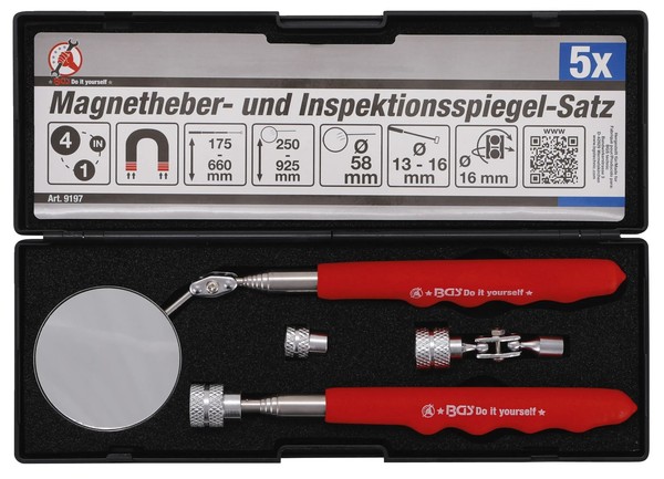 BGS 9197 Magnetheber- Und Inspektionsspiegel-Satz | 4-Tlg.-image