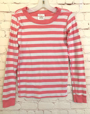 HANNA ANDERSSON Girl's 140 sz 10 Long John PJ Top-Pink  White-Mint 