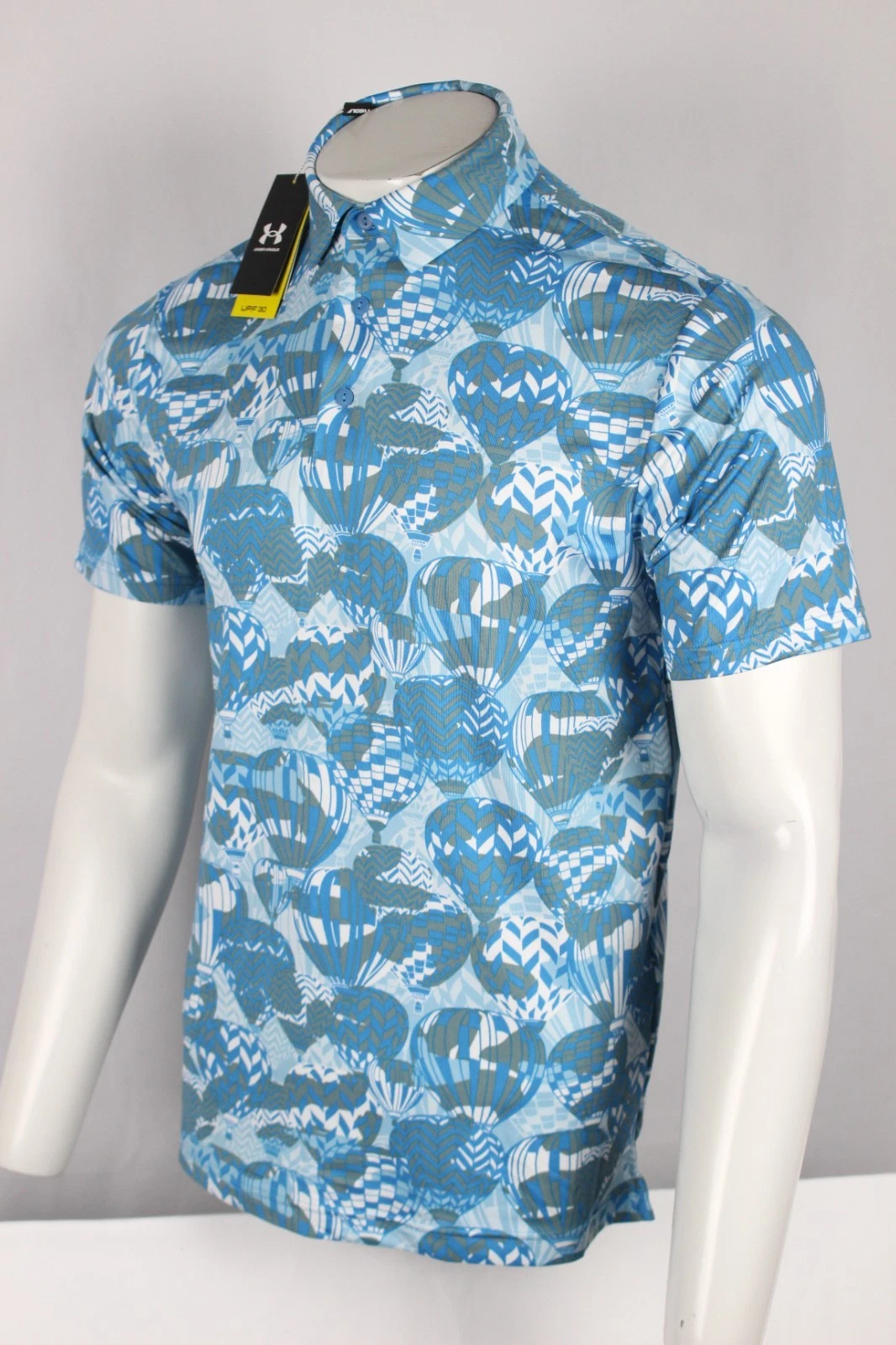 Under Armour Men's Playoff Polo Short Sleeve Shirt Hot Air Balloon Graphic Blue
