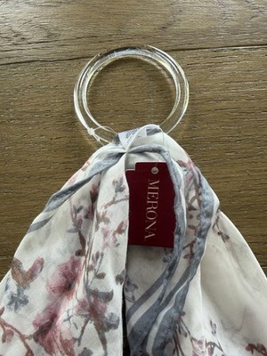 Target Floral Scarf Ring in White, Pink and Gray