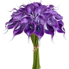 12 Purple Calla Lily Faux Flowers for Wedding Bouquets, Home, Centerpieces