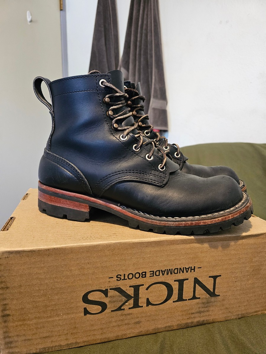nicks boots 8.5 FF MTO 6 inch, spokane black leather HNW  display picture 1