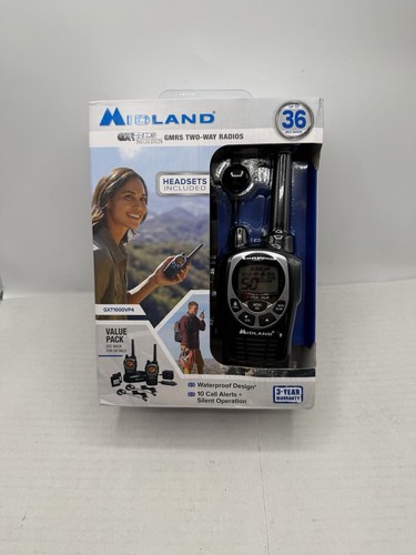 Midland GXT1000VP4 up to 36 Mile Two-way Radio, 2 Pack - New Sealed