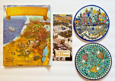 Holy Land Souvenirs Jerusalem Book Journey  140 page trinket Plates Map LOT