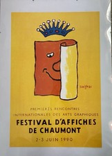 Authentique Affiche Savignac Festival D’affiches De Chaumont 2-3 Juin 1990