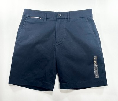 Tommy Hilfiger Cotton Blend Flat Front Shorts Blue Mens 29
