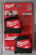 Milwaukee 25 Ft Impact Resistance frame, 2 Side Printing 2Pk Tape Measures