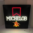 Vintage Michelob Beer Sign 18"x 18" Faux Neon Light Bar Sign Man Cave