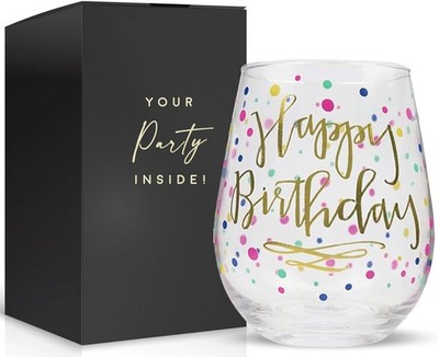 Your Dream Party Shop Happy Birthday Wine Glass, 22 Ounces, 