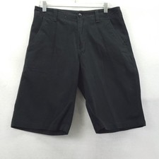 Plugg Shorts Mens 31 Black Chino Casual Cotton Canvas 10 Inseam Y2K Pockets