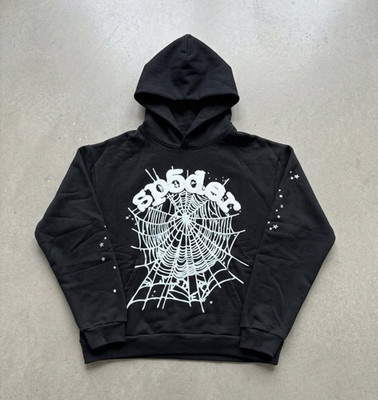 Web ️ Men s Black Fleece Pullover Hoodie  ️ Web Graphic Print Size L