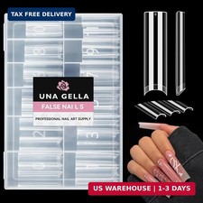 UNA GELLA Nail Tips Square XXL Tips 120 PCS No C Curve Gel Tips Extra Long Squar