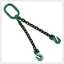 3/8" x 15 ft USA Made Domestic Chain Sling 2 Leg Rigging Lifting Grab Hook