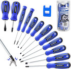 12 Piece Magnetic Screwdriver Set 6 Phillips and 6 Flat Professional Cushion Gri