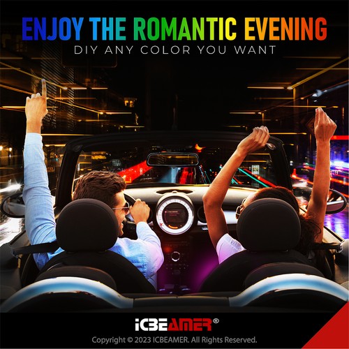 4 RGB LED Car Interior Light Strips for Ambient Lighting with Bluetooth APP - Picture 7 of 8