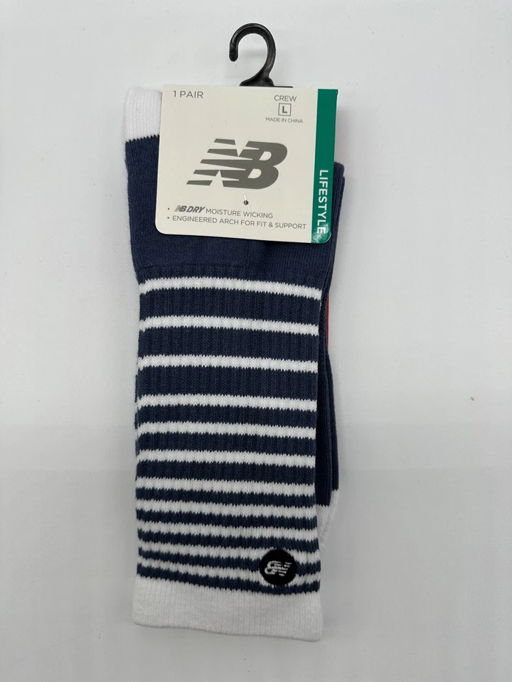 NUEVO PAR DE CALCETINES PARA HOMBRE NEW BALANCE ESTILO DE VIDA MEZCLA DE ALGODÓN TALLA GRANDE Foto 2 de 4