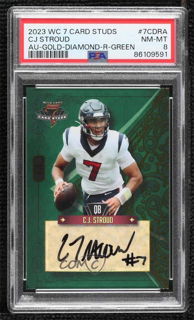 CJ Stroud Wild Card 7 Card Studs Autographs #7CDRA Gold Green Diamond Right Foil