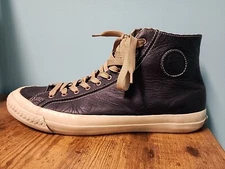 RARE PF Flyers Hi Top Made in USA Black Leather Sneakers Black Size M 13/W 14.5 