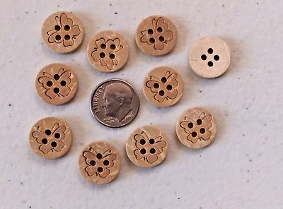 Pkg of 20 BUTTERFLY 4-hole Coconut Shell Buttons 5/8