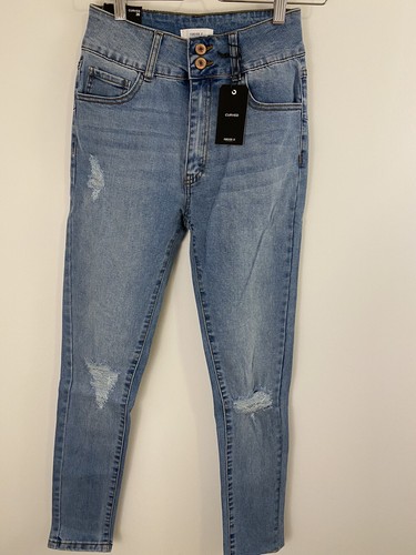 Pantalones de mezclilla para mujer 21 en apuros de ajuste curvo lavado mediano talla 26