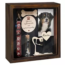 8.6 inches Pet Shadow Box Rustic Collar Pet Memorial Picture Frame Keepsake Gift