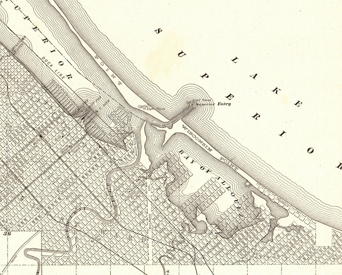 1900 Antique SUPERIOR Wisconsin Street Map George Cram City Map of