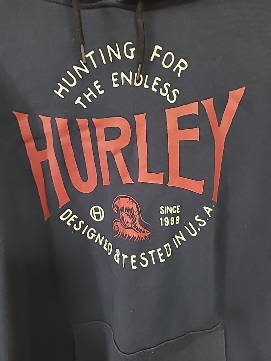 HURLEY Mens Pullover Logo Hoodie Sweatshirt Size XL Navy Blue | eBay